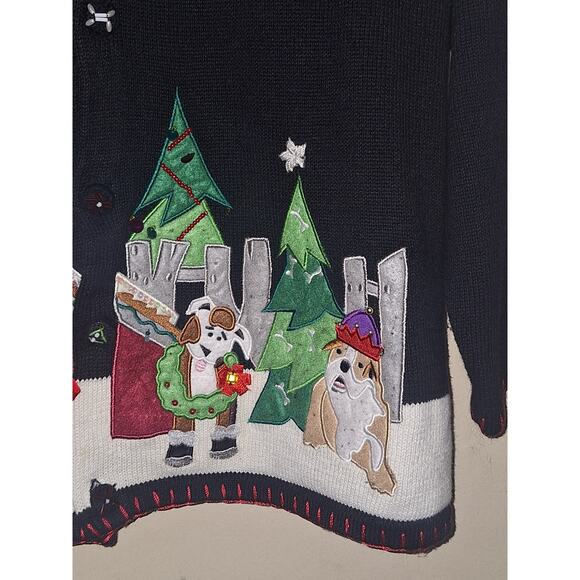 The Quaker Factory Women's Size 2X Christmas Dog Embroidered Christmas Sweater - Picture 6 of 8